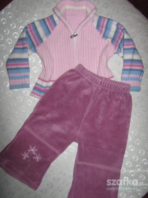 KOMPLET SWETEREK I SPODNIE ROZ 92