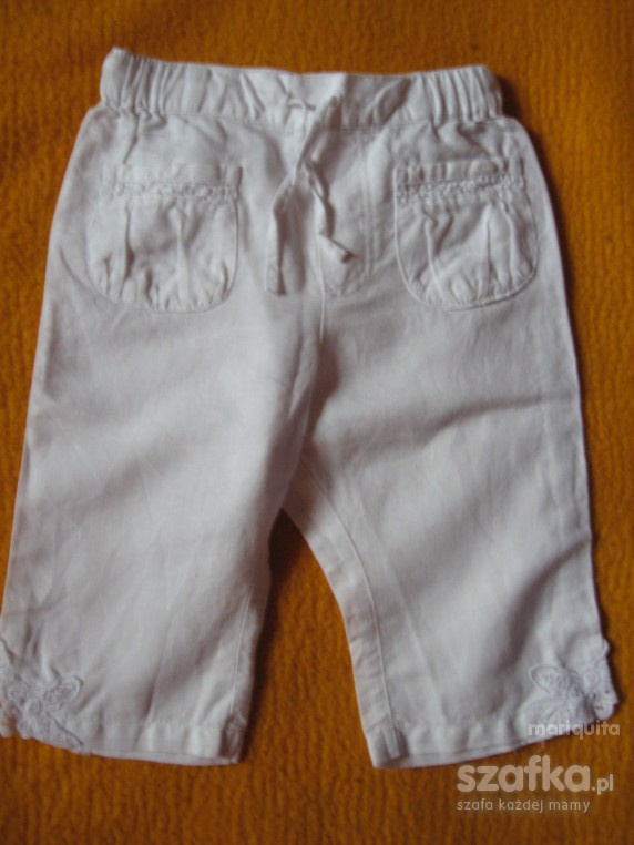 letnie lniane białe spodnie