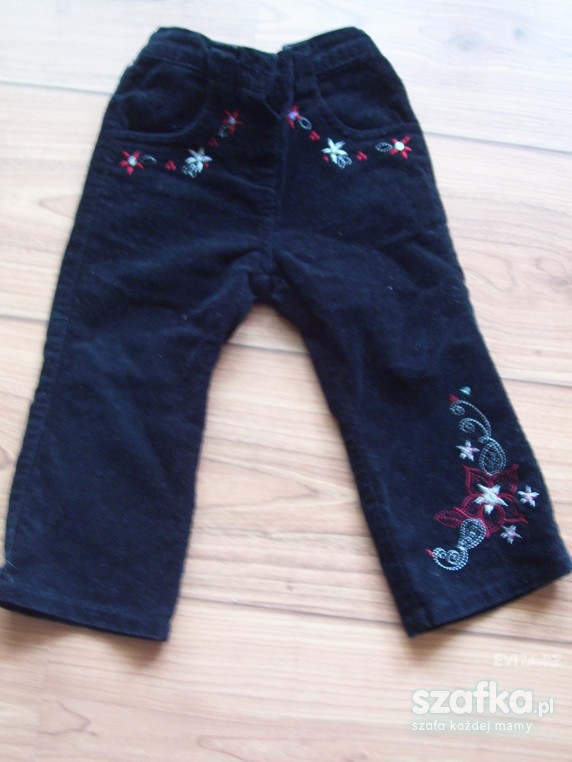 Spodnie sztruksowe z haftem rozm 86