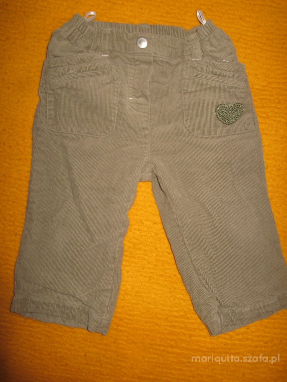 sztruksowe zielone spodnie z bawełnianą podszewką