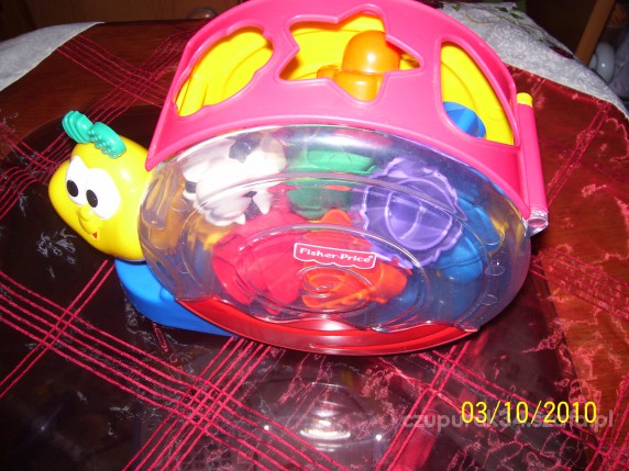 zabawka ślimaczek fisher price z klockami