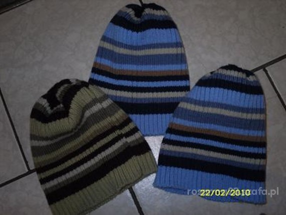 czapeczki w paski zimowe nowe