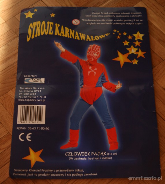 stroj karnawalowy SPIDER MAN