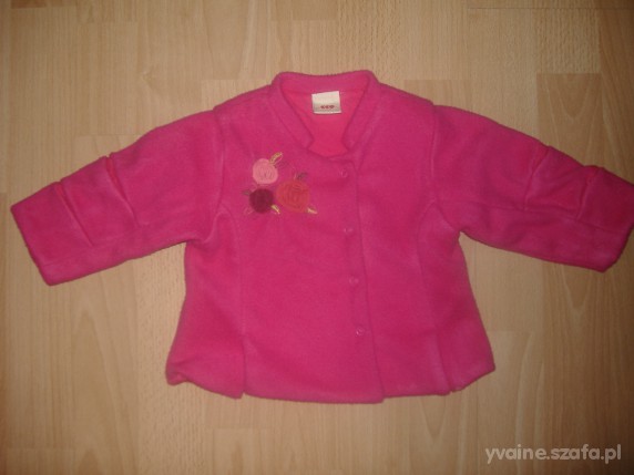 Śliczny różowy sweterek z różyczkami od 6 mies