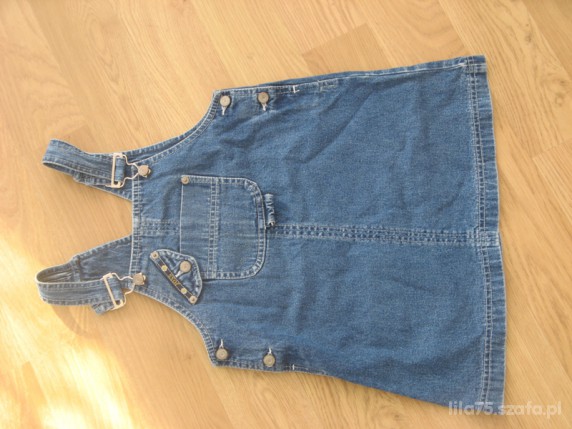 Ładna jeansowa spódniczka na szelkach roz 116