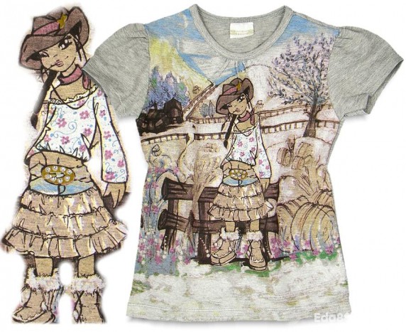 NOWA WYPRZEDAŻ SZARA BLUZECZKA Z DZIEWCZYNKĄ