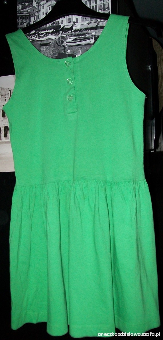 Sukienka zielona 146 cm bawełna