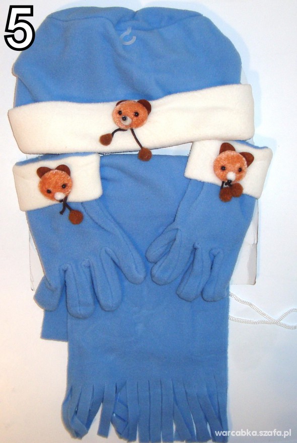 Czapka rękawiczki szalik KOMPLET z polaru