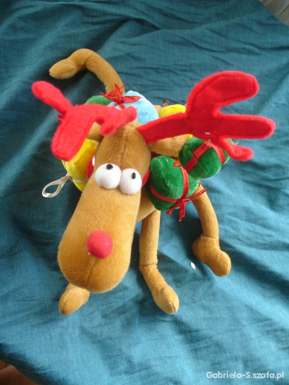 Kreatywna maskotka renifer Rudolf z prezentami