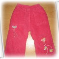 Grube sztruksowe ocieplane spodnie różowe na zimę