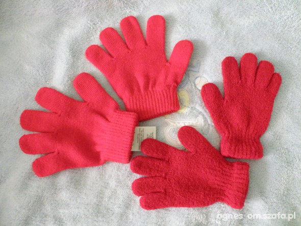 2 pary czerwonych rękawiczek na 5 palców