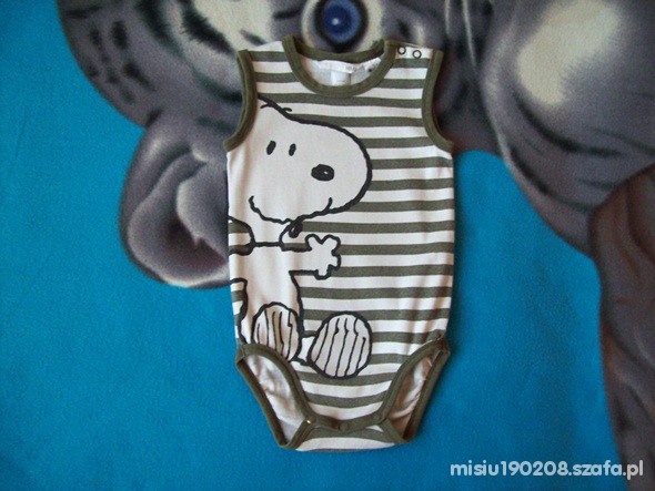 H&M 86 92 Świetne pasiaste body SNOOPY