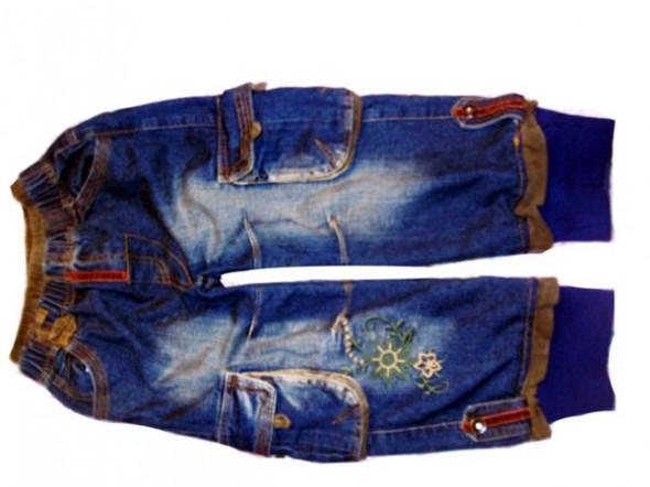 spodnie pumpki bojówki z naszywkami jeansy 110