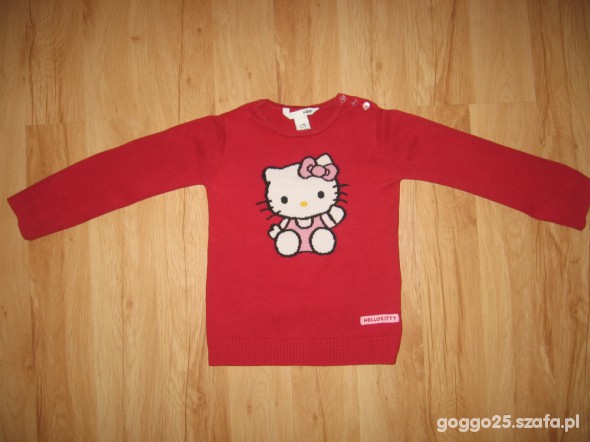 98 cm H&M hello kitty śliczny czerwony sweterek