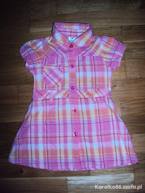 różowa sukieneczka w kratkę 74