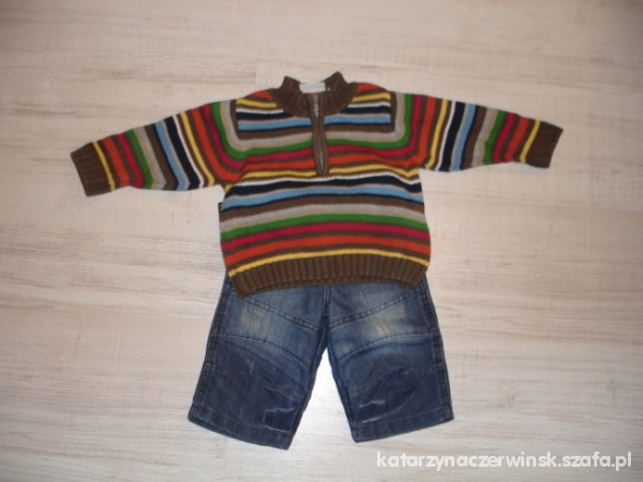 Komplecik sweterek i spodnie jeansowe dla chłopca