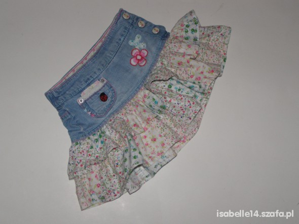 104 HM SPÓDNICZKA JEANS FALBANKI PATCHWORK