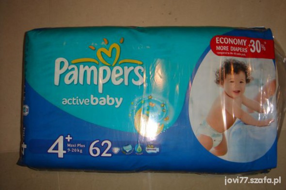 PAMPERS 4plus 62szt active baby i GRATISY