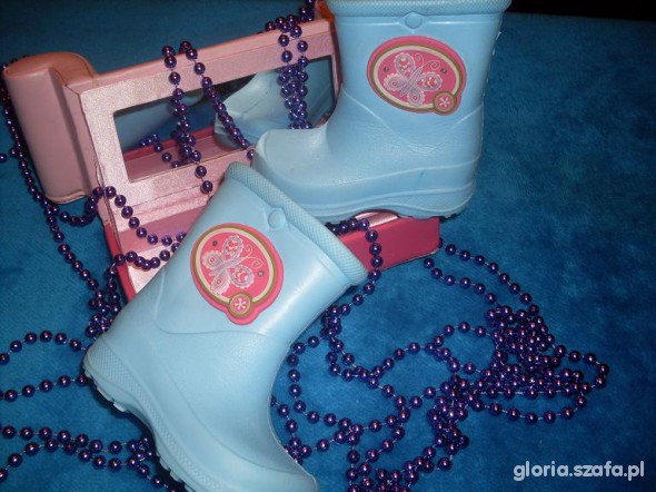 BŁĘKITNE KALOSZKI MIGAJĄCE MOTYLKI ILUMINACJE