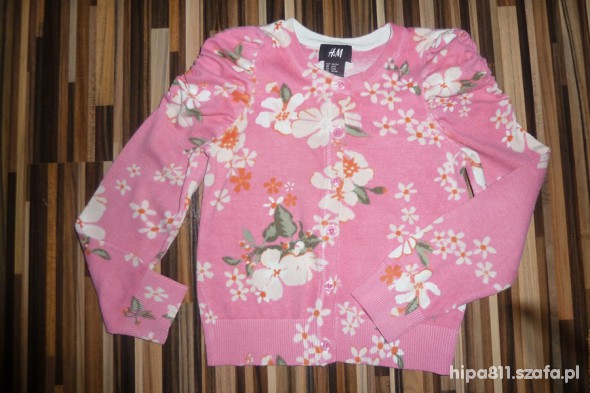 różowy sweterek w kwiatki HM 98 104