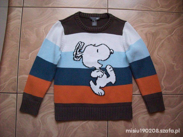 H&M SNOOPY 98 Fajny pasiasty sweterek dla chłopca