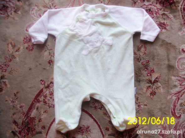 Pajacyk welurowy biało zielony r 68