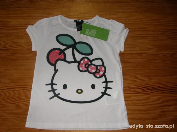 H&M bluzeczka biala hello kitty rozm 98 104