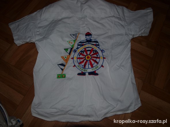 Biała koszula marynarski haft