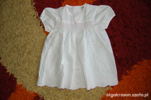 Biała z różowym sukienka Ladybird 9 12 miesięcy