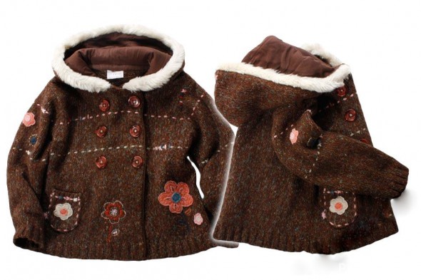 NEXT czekoladowy sweterek kwiaty 86