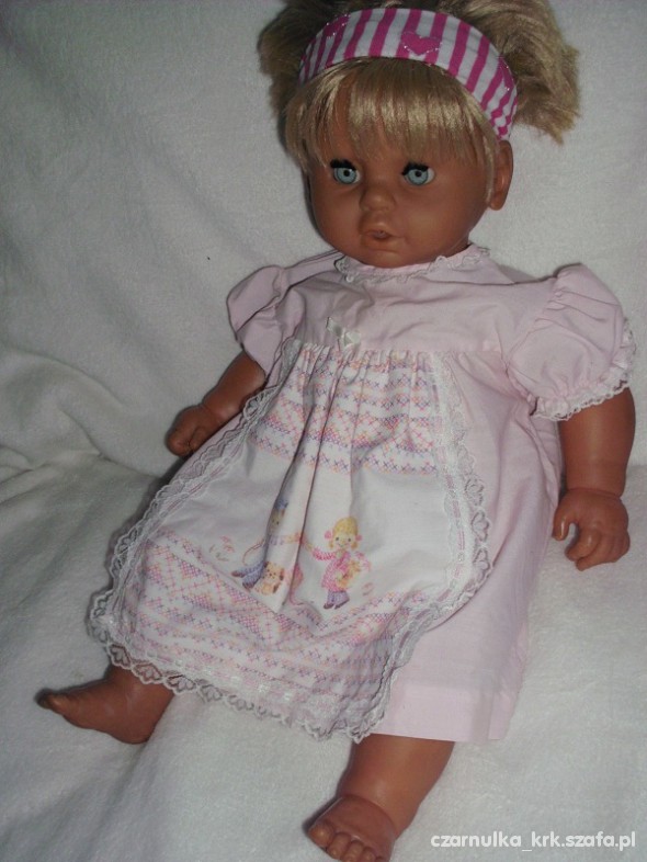 80CM RÓŻOWA SUKIENECZKA Z FARTUSZKIEM