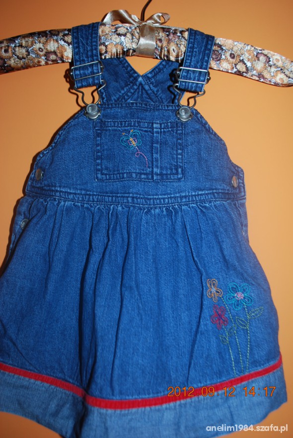 Dżinsowa sukienka na szelkach 12 18 miesięcy