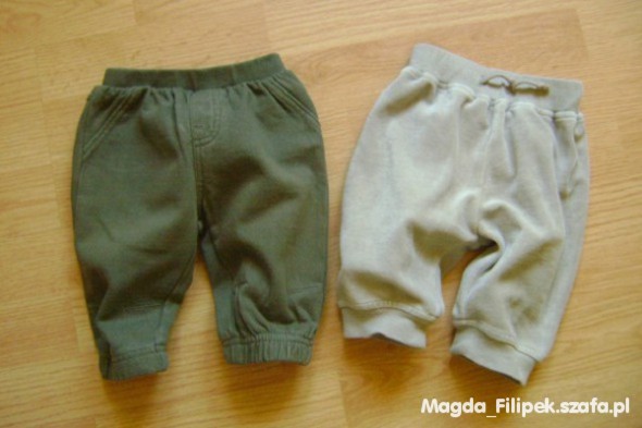 2 PARY CIEPŁYCH SPODNI DRESOWYCH 62 68