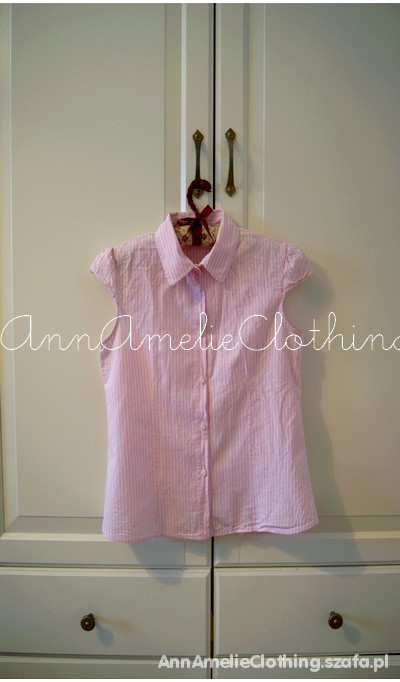 ZARA koszula bufki różowa w białe paseczki