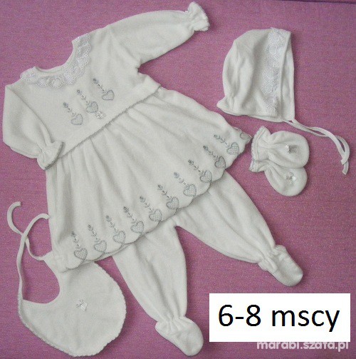 NOWY Welurowy komplet na chrzest i nie tylko 68 74