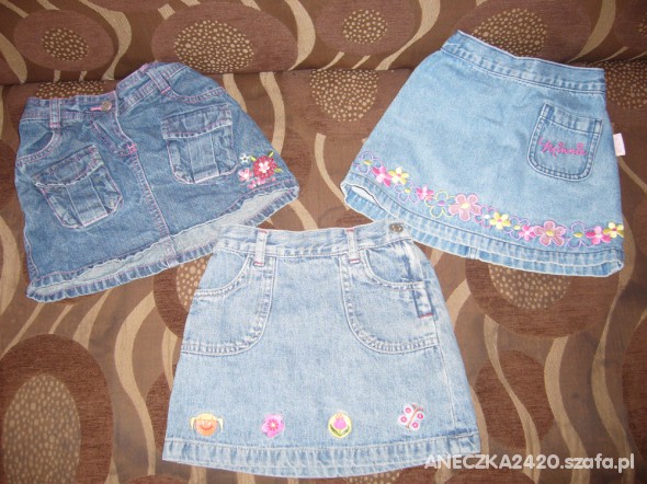 3 SPÓDNICZKI JEASNOWE H&M 98