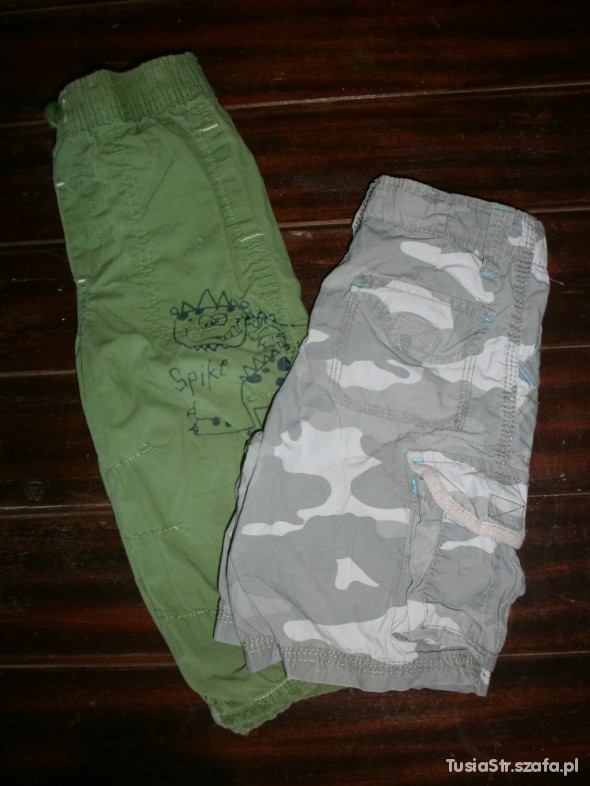 spodnie ze smokiem i spodenki moro 86 98cm