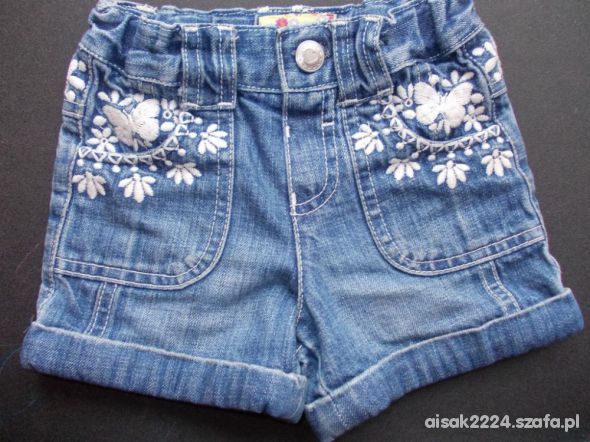 Jeansowe Dżinsowe spodenki szorty haftowane 80 86