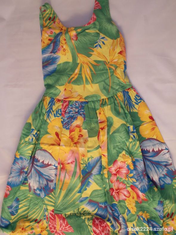 Egzotyczna letnia kolorowa sukienka 140 kokarda