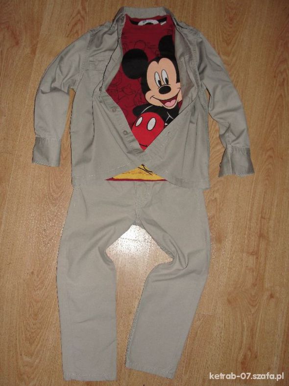 BEŻOWE RURKI HM KOSZULA NEXT BLUZKA MICKEY