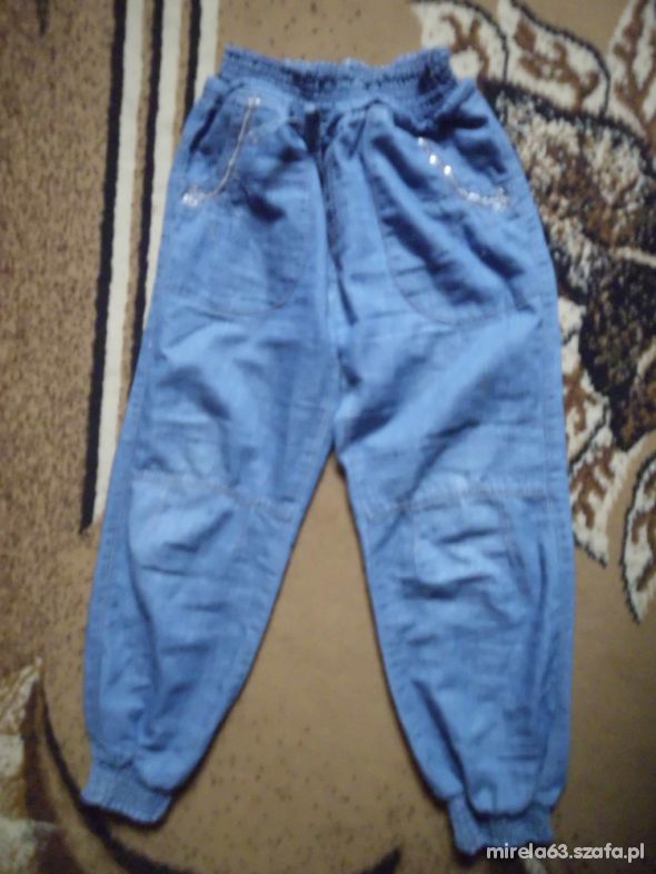 fajne pumpki długie spodnie dzinsowe 128