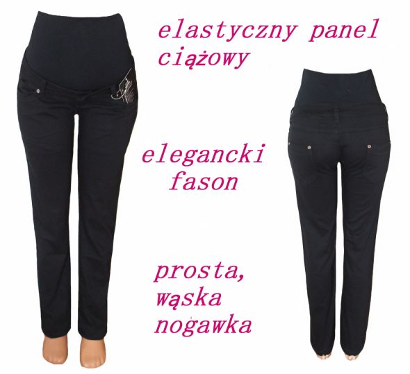 Czarne spodnie jeans ciążowe WYSOKI PANEL r Mdo3XL