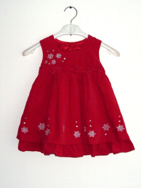 74 cm MATALAN czerwona sukienka świąteczna
