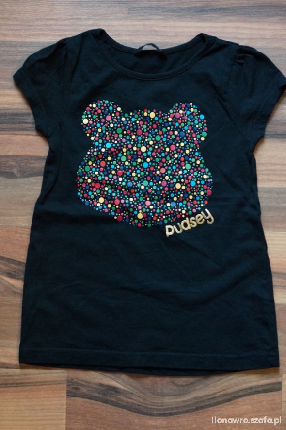 George 116 122 czarna bluzka z misiem