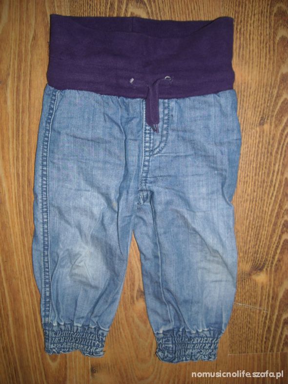 Spodnie jeans ściągacze 80 9 12 m