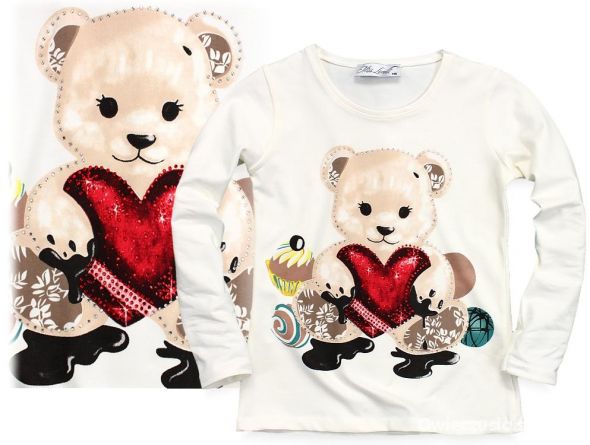 Śliczna bluzka Miś ecru 92