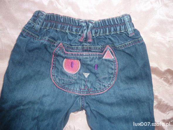 Pumpy jeansy z kotkiem na pupi meow jak NEXT 92 cm