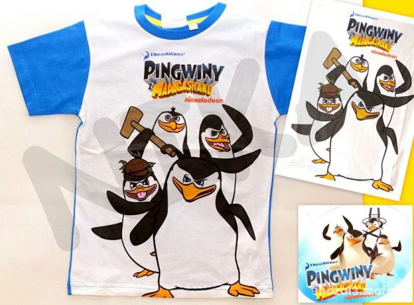 T SHIRT PINGWIN MADAGASK licencj 98 110 122