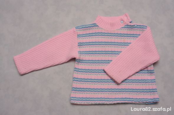 słodki różowy sweterek w niebieskie wzorki