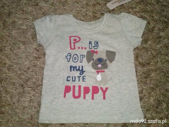NOWY tshirt p is for puppy 12 do 18mc